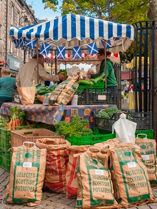 A picture of farmers market; (c) Scotland Food & Drink (SF&D) 