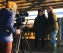 Rural Affairs Secretary Mairi Gougeon being filmed at Stagehall Farm in Selkirkshire.