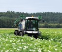 A farmer spraying potato fields in Moray. 