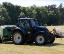 Tractor working in field