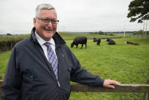 Close up of Mr Ewing in a field