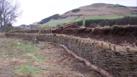 Two-step willow spiling works at Clifton on the Bowmont Water