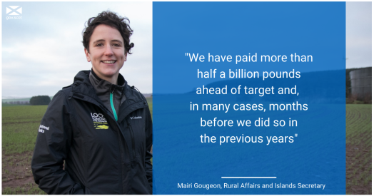 Mairi Gougeon in a field with a qoute to her right Mairi Gougeon in a field with a qoute to her right