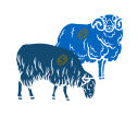 Images of sheep with yellow virus marks on their body