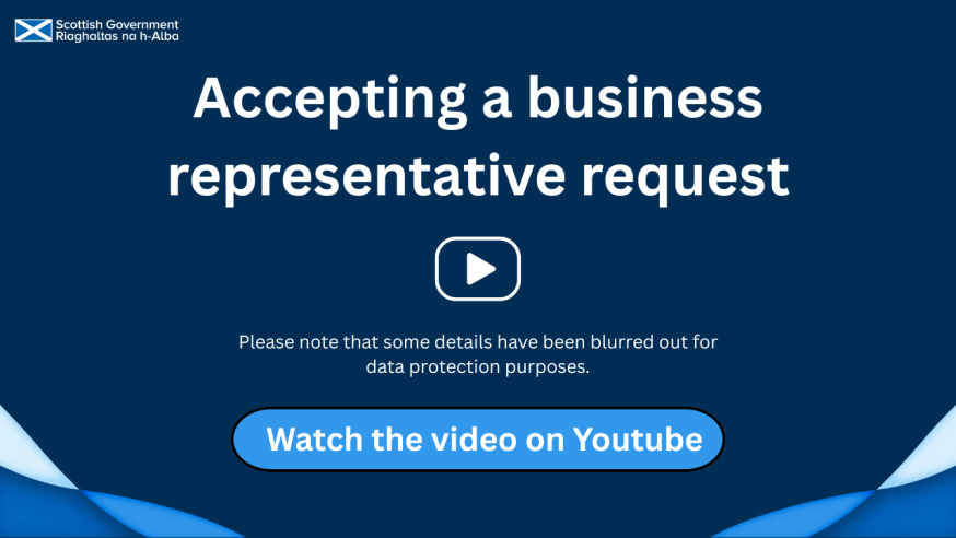 click on the image to watch a video on youtube about how to accept a business representative request