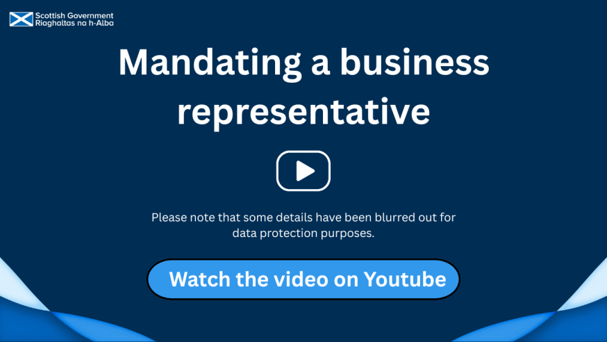 Click on the image to watch the video on youtube about mandating a business representative