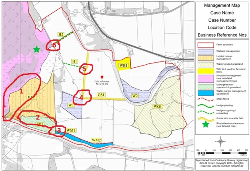 Map of six habitat linkages